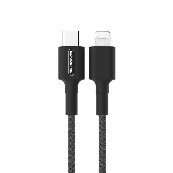 KABEL USB TYP-C DO IPHONE 3.6A SOMOSTEL CZARNY 18W 1M POWER DELIVERY SMS-BW05 PD 5902012969632