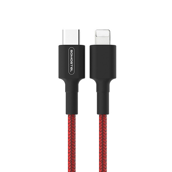 KABEL USB TYP-C DO IPHONE 3.6A SOMOSTEL CZERWONY 18W 1M POWER DELIVERY SMS-BW05 PD 5902012969625