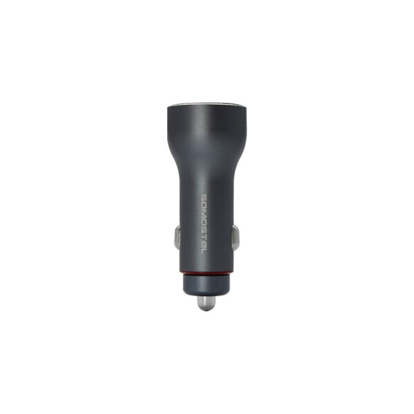 ŁADOWARKA SAMOCHODOWA 5A SZARY MIERNIK + KABEL TYP-C SOMOSTEL 30W 2XUSB DUAL SMS-A89 QUICK CHARGE QC 3.0 ALUMINIUM