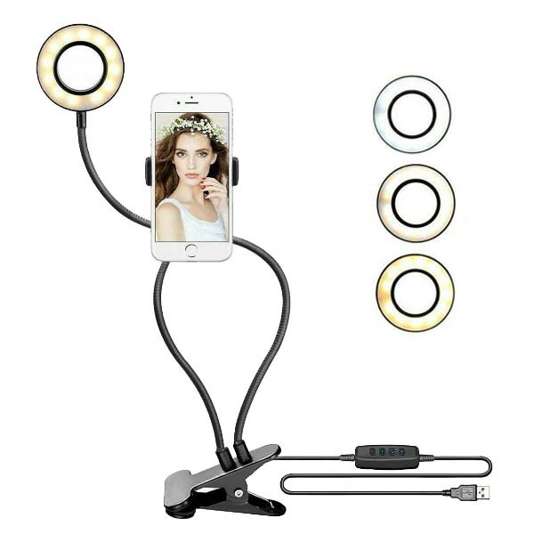 ECOBOX LAMPA LED + UCHWYT UNIWERSALNY RING SELFIE LAMPKA 12W