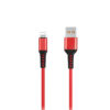DENMEN KABEL USB DO LIGHTNING 2.4A WZMACNIANY OPLOT IPHONE DENMEN CZERWONY 1M D02L 6973224870077