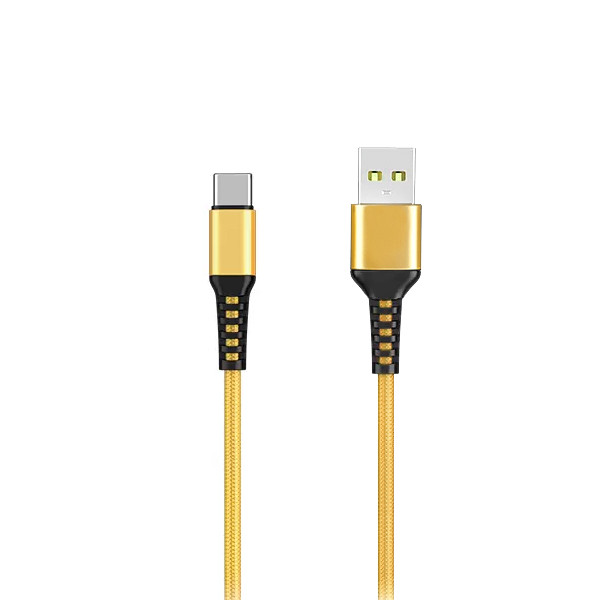 KABEL USB WZMACNIANY OPLOT TYP-C DENMEN ZŁOTY 1M D02T 6973224870152