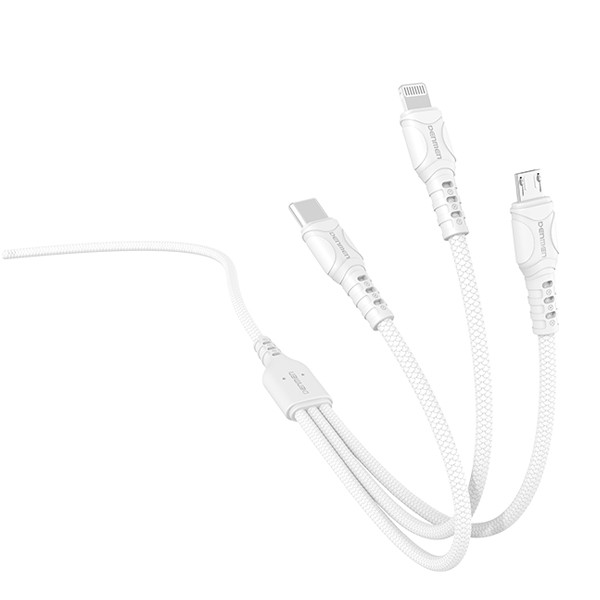 KABEL USB 3W1 DENMEN BIAŁY 1M D05E 2,4A 1M 6973224871012