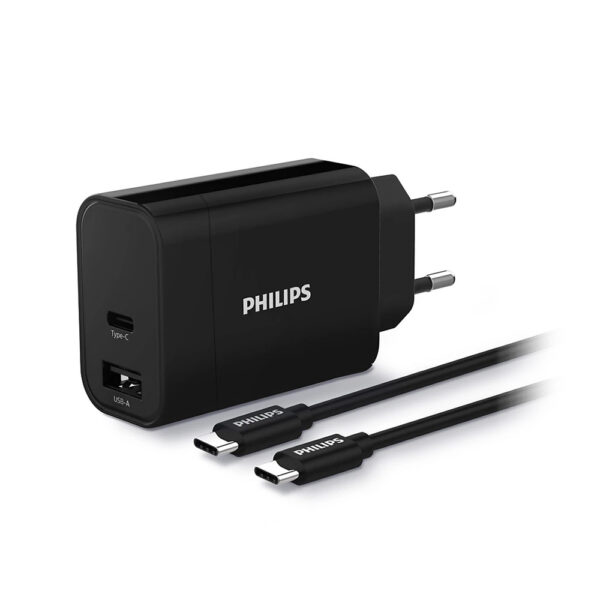 ŁADOWARKA PHILIPS  30W USB-A + USB-C PD QC + KABEL 1M TYP- C NA TYP- C PD Phil-DLP2621C/12 4895229103733