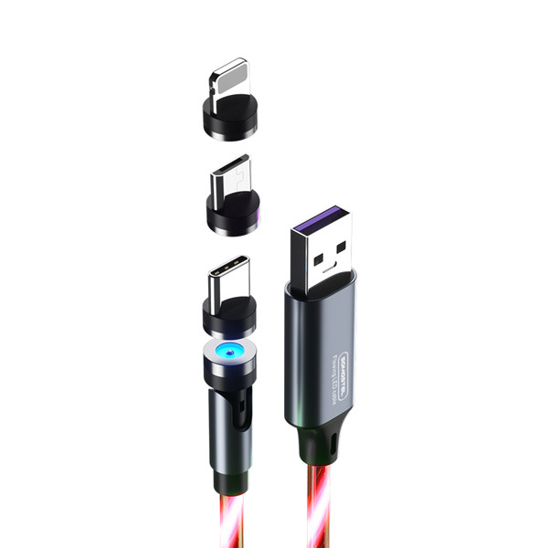 SOMOSTEL KABEL USB 3W1 3.1A MAGNETIC LED RED QUICK CHARGER QC 1.2M POWERLINE SMS-BY04 TYP-C MICRO IPHONE 5904238704226