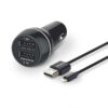 ŁADOWARKA SAMOCHODOWA 2A+1A CZARNA PHILIPS + KABEL IPHONE MFI 3100mA 2XUSB DUAL 15.5W QUICK CHARGE Phil-DLP2357V/10 4895185614502