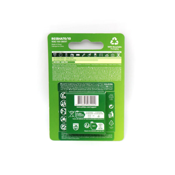 BATERIA PHILIPS AAA LR03 BLISTER 4SZT AKUMULATOR 700mAh Phil-R03B4A70/10 8710895962902