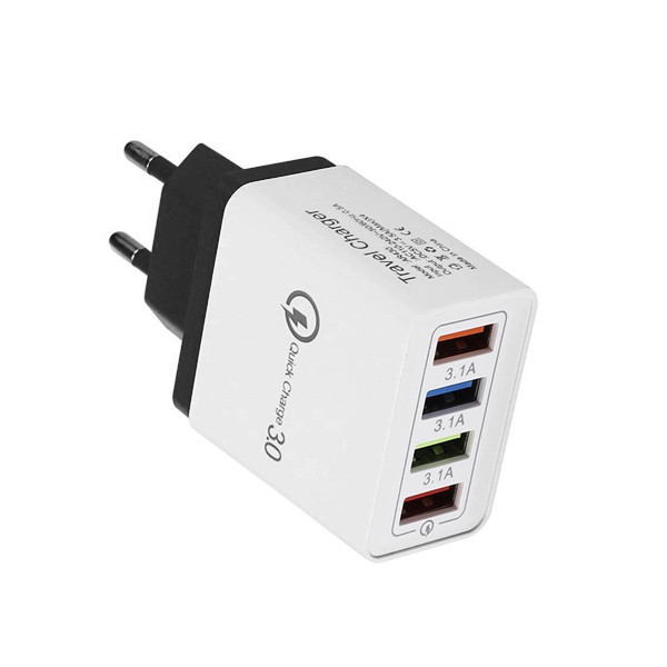 ŁADOWARKA SIECIOWA 3A QUICK 3.0 FAST CHARGER 3100MAH 4XUSB BIAŁY BOX