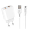 ŁADOWARKA SIECIOWA 2.4A + KABEL USB IPHONE  BIAŁA DENMEN 2XUSB 2400mA DC05 12W 6973224871630