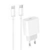 Denmen Ładowarka sieciowa DC06 TYP-C  + kabel Typ-C - Typ-C 3.6A 20W 1m Power Delivery PD Biały 6973224872194