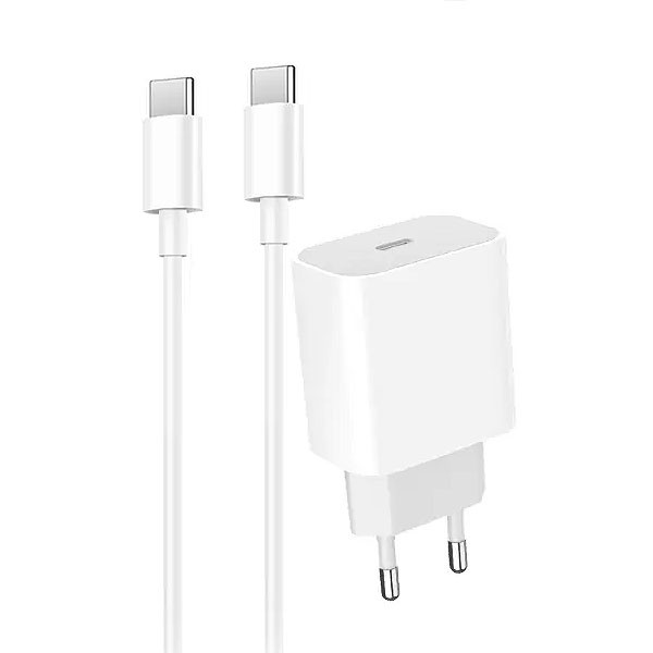 Denmen Ładowarka sieciowa DC06 TYP-C  + kabel Typ-C - Typ-C 3.6A 20W 1m Power Delivery PD Biały 6973224872194