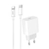 ŁADOWARKA SIECIOWA 3,6A 20W BIAŁA DENMEN + KABEL IPHONE 3600mA DC06  PD TYP-C DO IPHONE