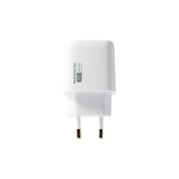 ŁADOWARKA SIECIOWA 3A 18W + KABEL TYP-C BIAŁA SOMOSTEL POWER DELIVERY QC3.0  SMS-Q01 PD+USB