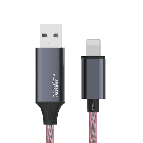 KABEL USB IPHONE 3.1A SOMOSTEL LED RED 3100mAh QUICK CHARGER QC 1.2M POWERLINE SMS-BY01 CZERWONY 5904238704141