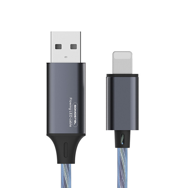 KABEL USB IPHONE 3.1A SOMOSTEL LED BLUE 3100mAh QUICK CHARGER QC 1.2M POWERLINE SMS-BY01 NIEBIESKI 5904238704158