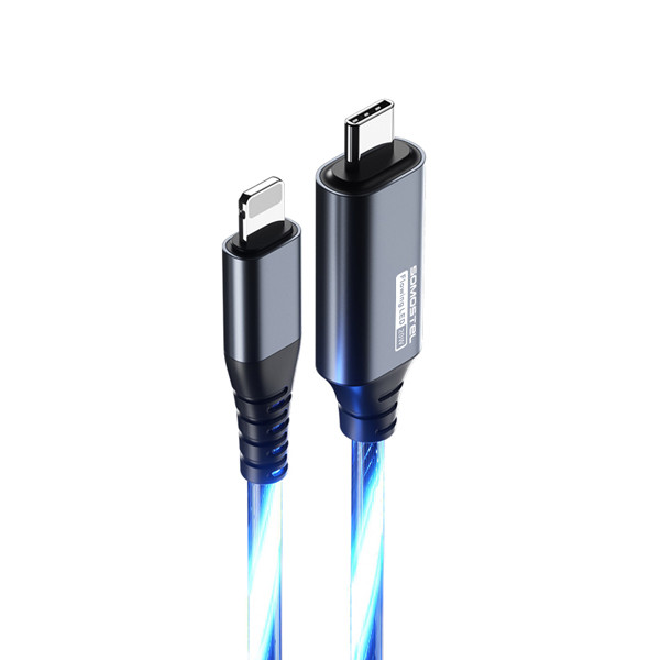 KABEL USB PD IPHONE DO TYP-C 3.1A SOMOSTEL LED NIEBIESKI 20W QUICK CHARGER QC 1M SMS-BY02 5904238704165