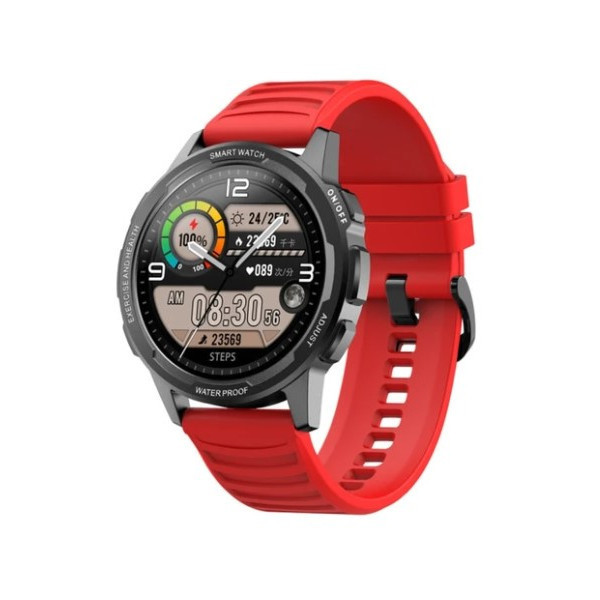 ZEGAREK SPORTOWY SMARTWATCH SENBONO X28 CZERWONY Full HD 360x360, POMIAR SpO2, METALOWA KOPERTA 5904238703137