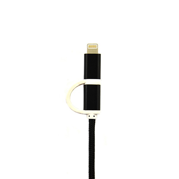 ECONOMY KABEL USB NYLON CZARNY LIGHTNING + MICRO USB 2w1 5904238704851