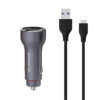 ŁADOWARKA SAMOCHODOWA 5A SREBRNY MIERNIK + KABEL IPHONE SOMOSTEL 30W 2XUSB DUAL SMS-A89 QUICK CHARGE QC 3.0 ALUMINIUM