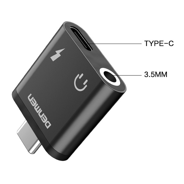 ADAPTER HF TYP-C DENMEN CZARNY AUDIO JACK + ZASILANIE DU09 6973224872743
