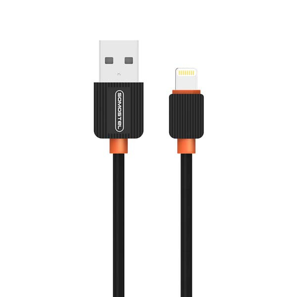 KABEL USB IPHONE 2A SOMOSTEL CZARNY 2000mAh QUICK CHARGER 1M POWERLINE SMS-BP03 BLACK 5904238713228