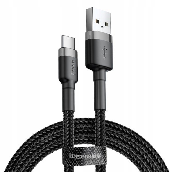 KABEL USB DO TYP-C BASEUS CAFULE 3A 1M (SZARO-CZARNY) 6953156278202