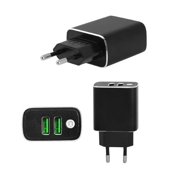 ŁADOWARKA SIECIOWA 18W 3A CZARNA  FASTON FAST CHARGER  QUICK 3000mA ALUMINIOWA 5904238708996