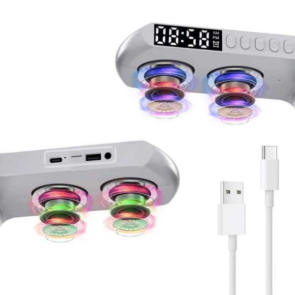 ECOBOX LAMPKA NOCNA LED ŁADOWARKA INDUKCYJNA QI GŁOŚNIK ZEGAR BUDZIK RGB DUŻA 5904238718919