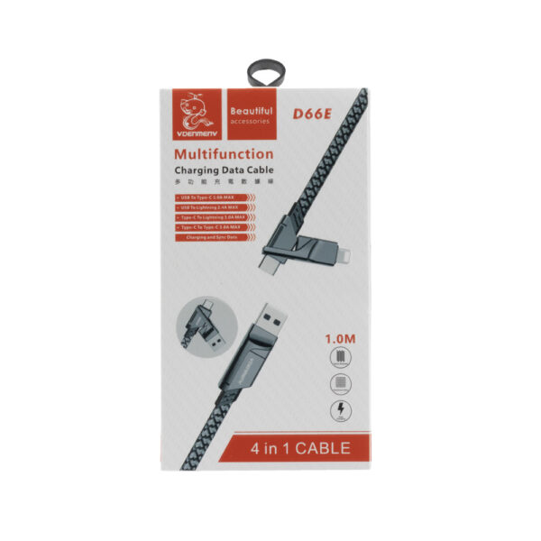 DENMEN KABEL WZMACNIANY 4W1 CZARNY 65W D66E 6973224879612