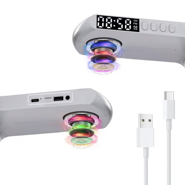ECOBOX LAMPKA NOCNA LED ŁADOWARKA INDUKCYJNA QI GŁOŚNIK ZEGAR BUDZIK RGB MAŁA 5904238719008