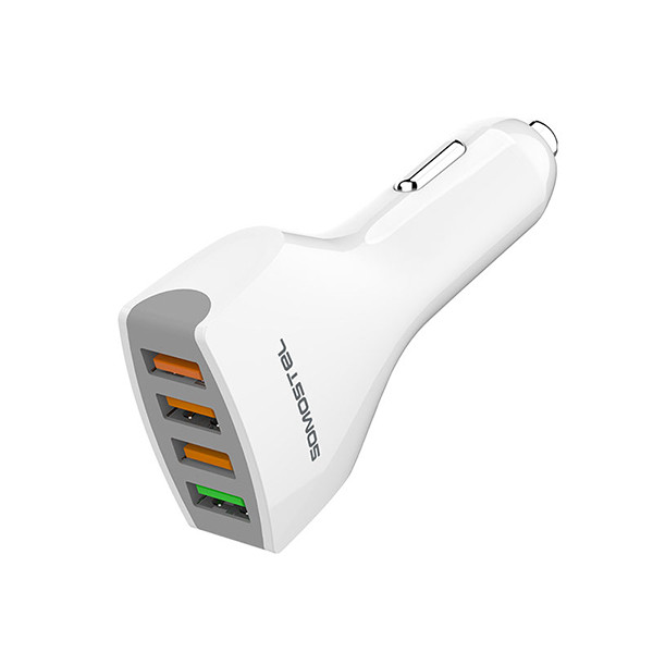 ŁADOWARKA SAMOCHODOWA 3A+2.4A BIAŁA SOMOSTEL 3100mA + 2400mA 4XUSB DUAL SA66W QUICK CHARGE QC 3.0 SMS-A66 5902012966693