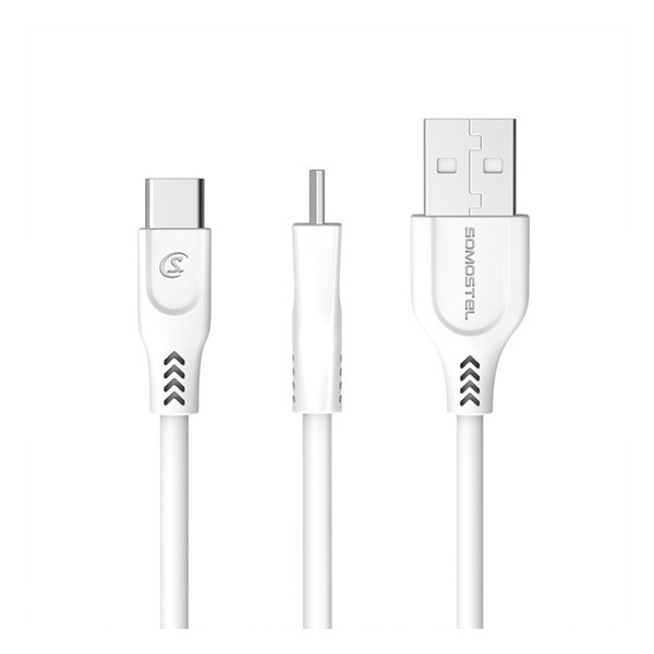 KABEL USB TYP-C 3.1A SOMOSTEL BIAŁY 3100mAh QUICK CHARGER QC 3.0 1.2 M POWERLINE SMS-BT09 ECL 5902012966860