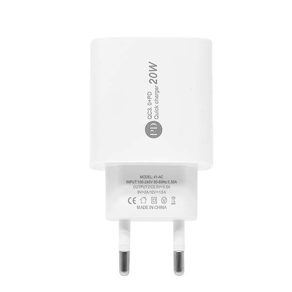 ECOBOX ŁADOWARKA SIECIOWA PAX 20W USB+TYP-C + KABEL TYP-C/TYP-C PD