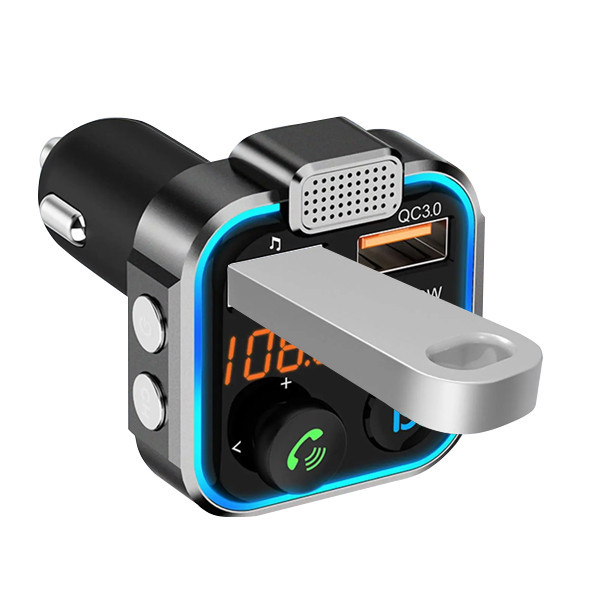 ZESTAW ECOBOX TRANSMITER FM  12/24 V BLUETOOTH 2 X USB + PD 20W + KABEL USB 3W1  CZARNY 2,4A