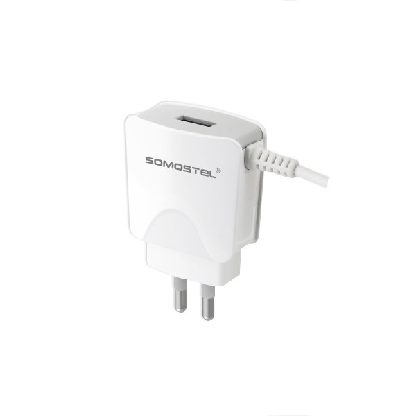 ŁADOWARKA SIECIOWA 2A KABEL IPHONE  BIAŁA SOMOSTEL 2100mA SMS-A03 5902012967706