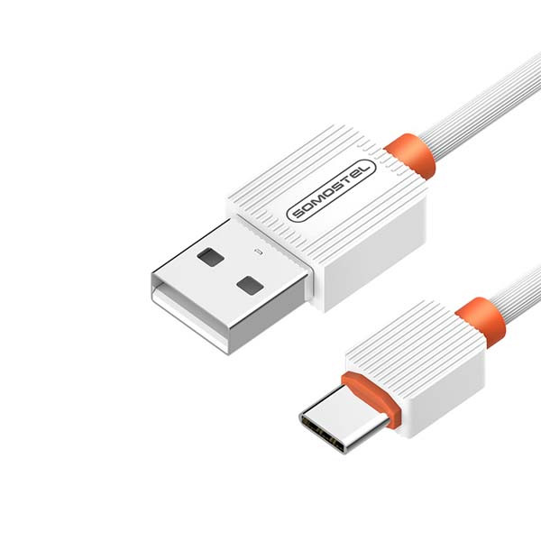 KABEL USB TYP-C 2A SOMOSTEL BIAŁY 2000mAh QUICK CHARGER 1M POWERLINE SMS-BP03 5902012967690