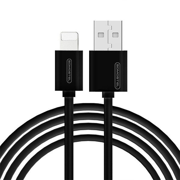 KABEL USB IPHONE 3A SOMOSTEL CZARNY 3100mAh QUICK CHARGER 1.2M SMS-BP02 5902012968369