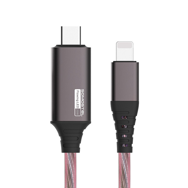 KABEL USB IPHONE DO TYP-C  3.1A SOMOSTEL LED CZERWONY 20W QUICK CHARGER QC 1.2M PD SMS-BY02 5904238704172