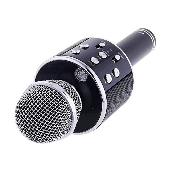 ECOBOX MIKROFON KARAOKE CZARNY BEZPRZEWODOWY Z WBUDOWANYM GŁOŚNIKIEM