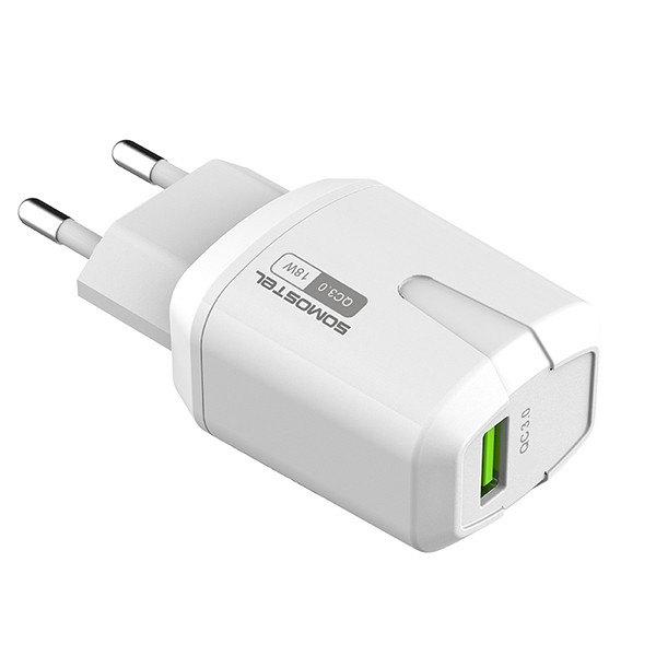 ŁADOWARKA SIECIOWA 3A 18W + KABEL USB - TYP-C BIAŁA SOMOSTEL 3000mA USB QC3.0 SMS-Q02