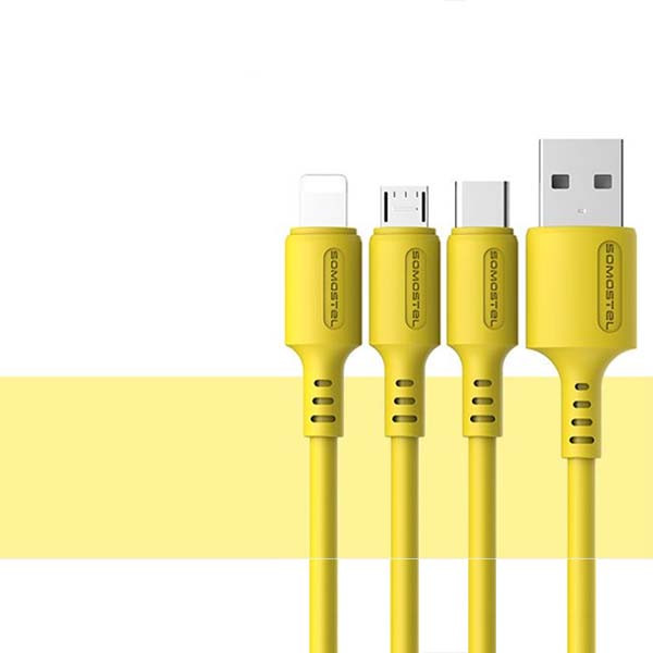 SOMOSTEL KABEL USB MICRO 3A ŻÓŁTY 3100mAh QUICK CHARGER 1.2M POWERLINE SMS-BP06 MACARON 5902012968932