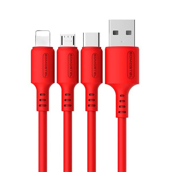 SOMOSTEL KABEL USB MICRO 3A CZERWONY  1.2M POWERLINE SMS-BP06 MACARON 5902012968918