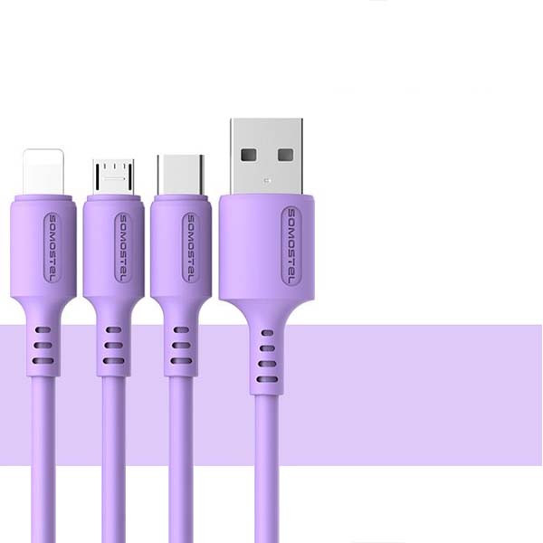 SOMOSTEL KABEL USB MICRO 3A FIOLETOWY 3100mAh QUICK CHARGER 1.2M POWERLINE SMS-BP06 MACARON 5902012968901