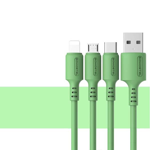 KABEL USB TYP-C 3A SOMOSTEL ZIELONY 3100mAh QUICK CHARGER 1.2M POWERLINE USB-C SMS-BP06 5902012968871