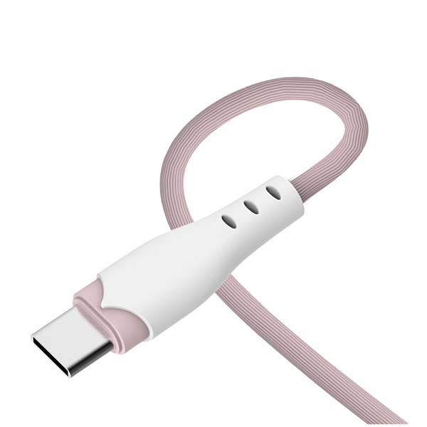 KABEL USB TYP-C 2.1A SOMOSTEL RÓŻOWY 2100mAh QUICK CHARGER 1.2M POWERLINE USB-C SMS-BP04 MACARON 5902012968956