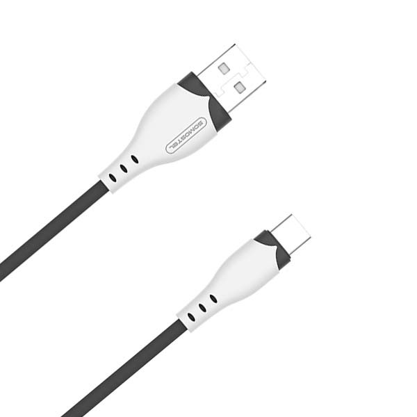 KABEL USB TYP-C 2.1A SOMOSTEL CZARNY 2100mAh QUICK CHARGER 1.2M POWERLINE USB-C SMS-BP04 MACARON 5902012968949