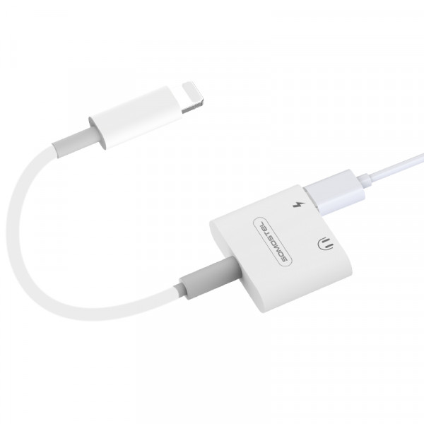ADAPTER HF IPHONE SOMOSTEL BIAŁY SMS-BZ05 AUDIO IPHONE + ZASILANIE 5902012969076