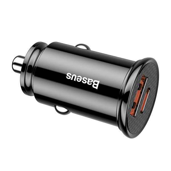 Baseus Ładowarka samochodowa USB+TYP-C 30W Czarny  CCALL-YS01 6953156286535