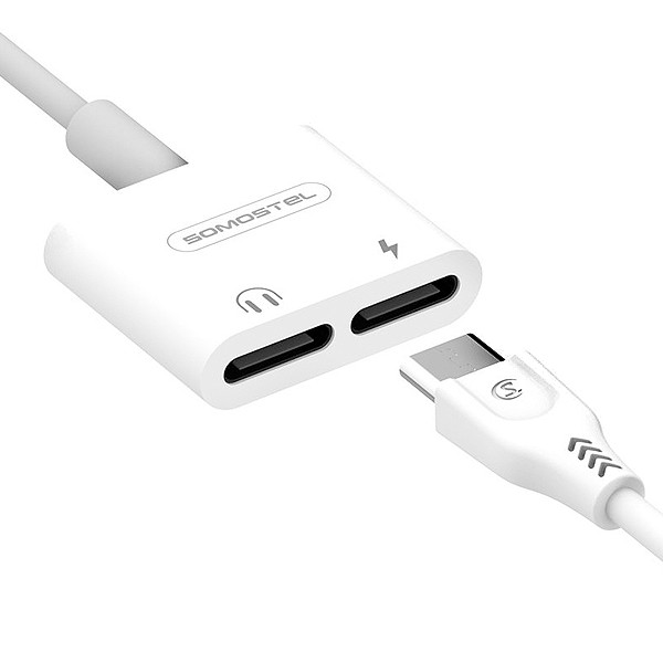 ADAPTER HF TYP-C SOMOSTEL BIAŁY SMS-BZ06 AUDIO USB-C + ZASILANIE 5902012969663
