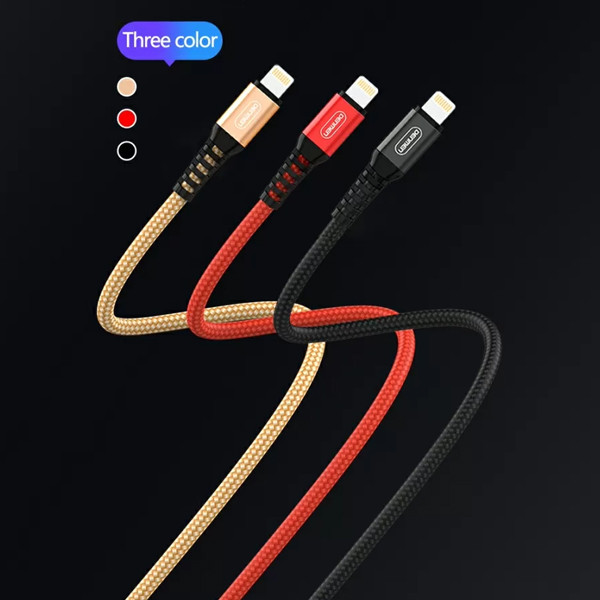 DENMEN KABEL USB DO LIGHTNING 2.4A WZMACNIANY OPLOT IPHONE DENMEN CZERWONY 1M D02L 6973224870077